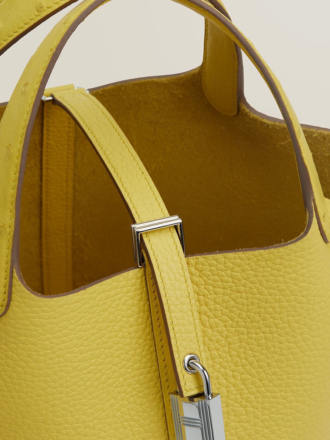 Hermes Picotin Lock 18 Bag In Jaune Poussin Clemence Leather